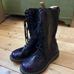 Doc Marten Patent Purple Lace-Up Boots